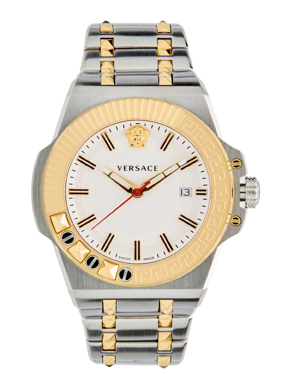 Versace Chain Reaction Quartz White Dial Two Tone Steel Strap Watch for Men - VEDY00519