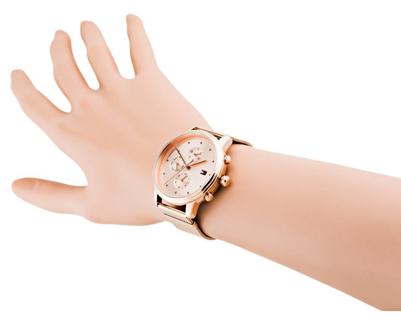 Tommy Hilfiger Blake Chronograph Rose Gold Dial Rose Gold Mesh Bracelet Watch For Women - 1781907