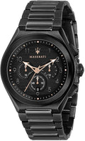 Maserati Triconic Quartz Black Dial Black Steel Strap Watch For Men - R8873639003