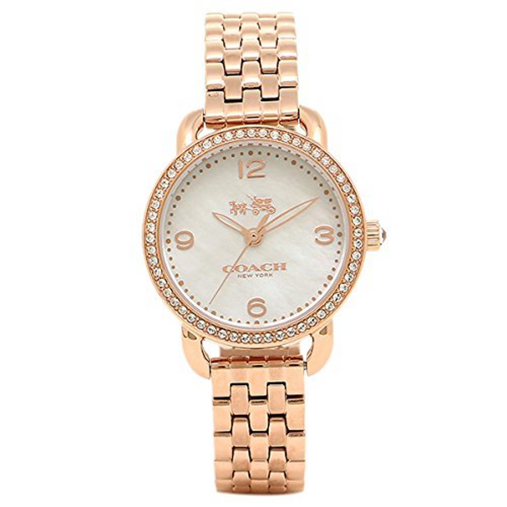 Coach Delancey White Dial Rose Gold Steel Strap Watch for Women - 14502479