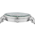 Versace Greca Sport Quartz Green Dial Silver Steel Strap Watch For Men - VEZ300421