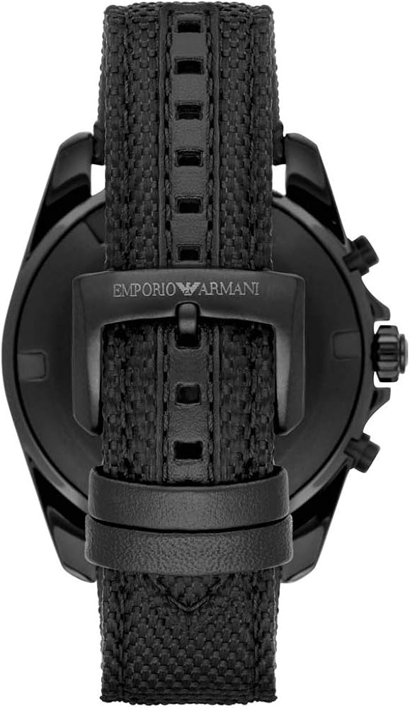 Emporio Armani Sigma Chronograph Black Dial Black Leather Strap Watch For Men - AR6131