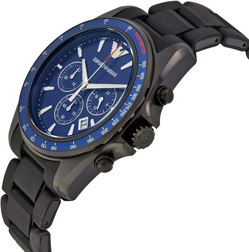 Emporio Armani Sigma Chronograph Blue Dial Black Silicone Strap Watch For Men - AR6121