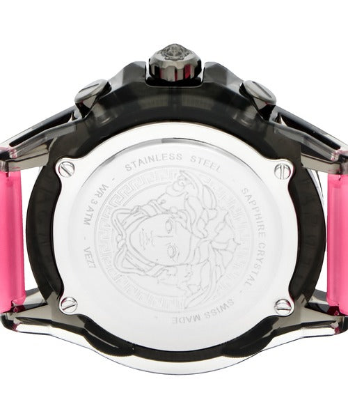 Versace Icon Active Chronograph Quartz Black Dial Pink Rubber Strap Watch For Men - VEZ700221