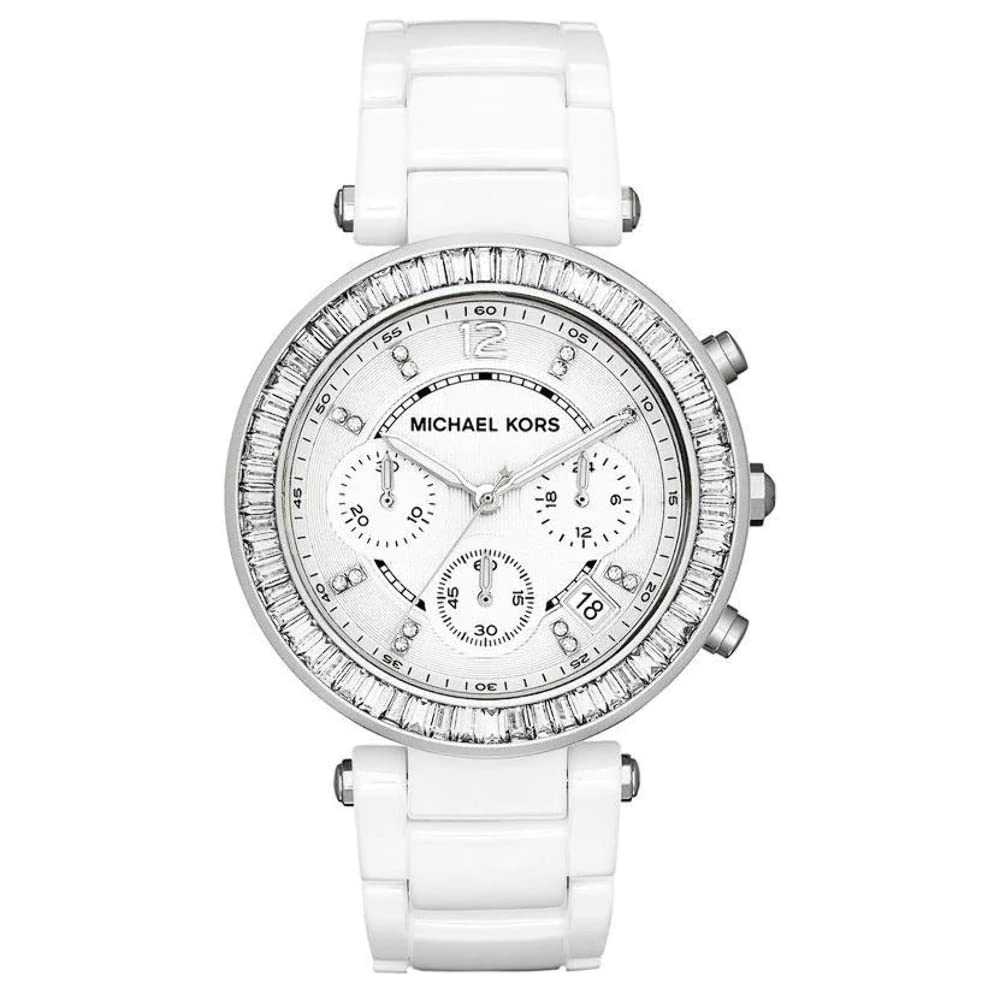 Michael Kors Parker White Dial White Leather Strap Watch for Women - MK5848