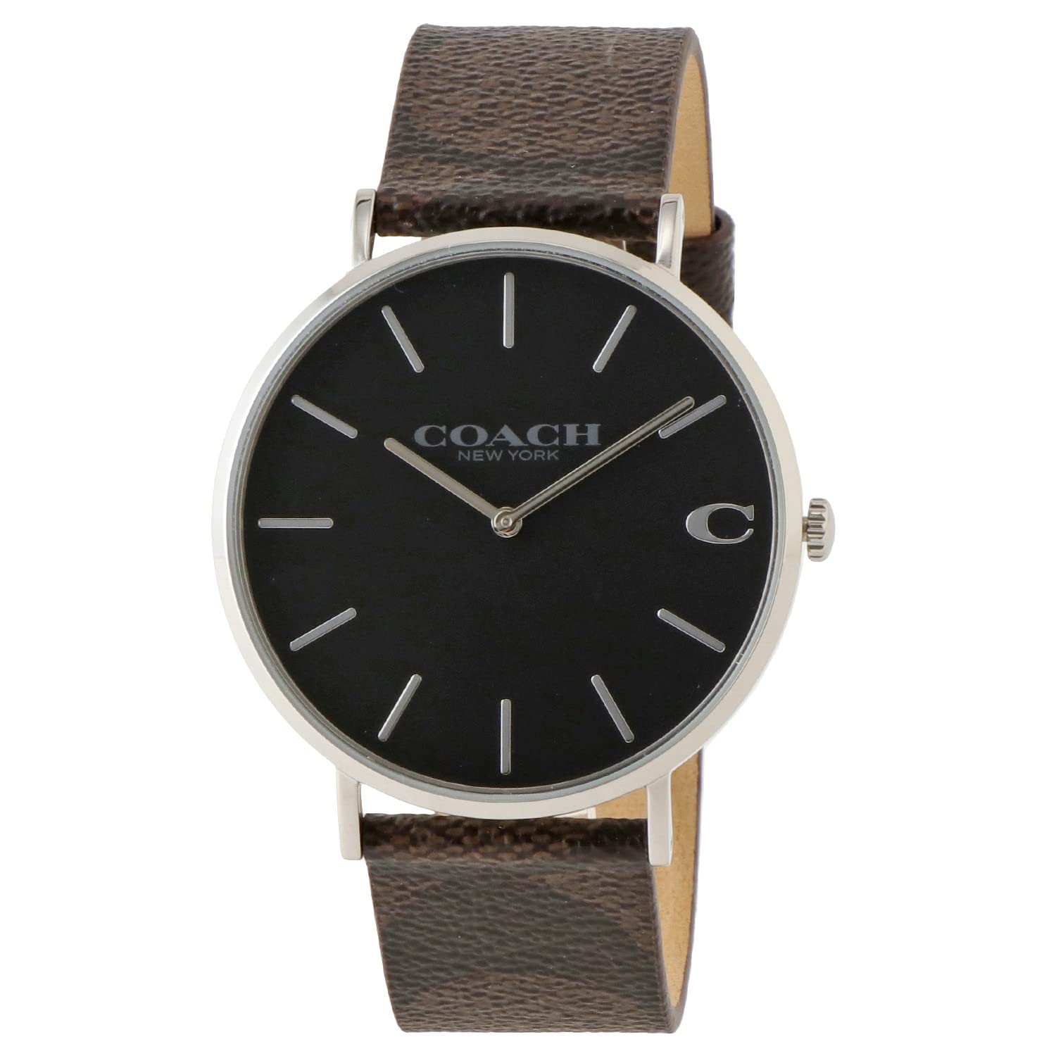 Coach Charles Black Dial Brown Leather Strap Watch for Women - 14602156