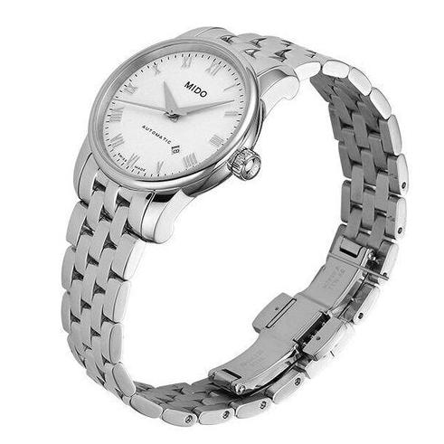 Mido Baroncelli III Automatic White Dial Silver Steel Strap Watch For Women - M7600.4.26.1