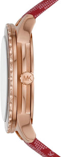 Michael Kors Runway Three-Hand Quartz Red Dial Red Leather Strap Watch For Women - MK7179