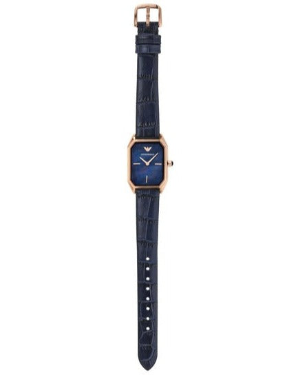 Emporio Armani Gioia Quartz Mother of Pearl Blue Dial Blue Leather Strap Watch For Women - AR11426