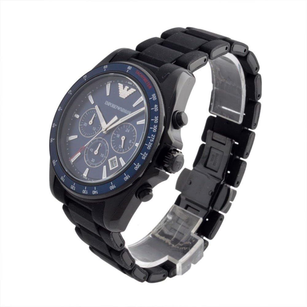 Emporio Armani Sigma Chronograph Blue Dial Black Silicone Strap Watch For Men - AR6121