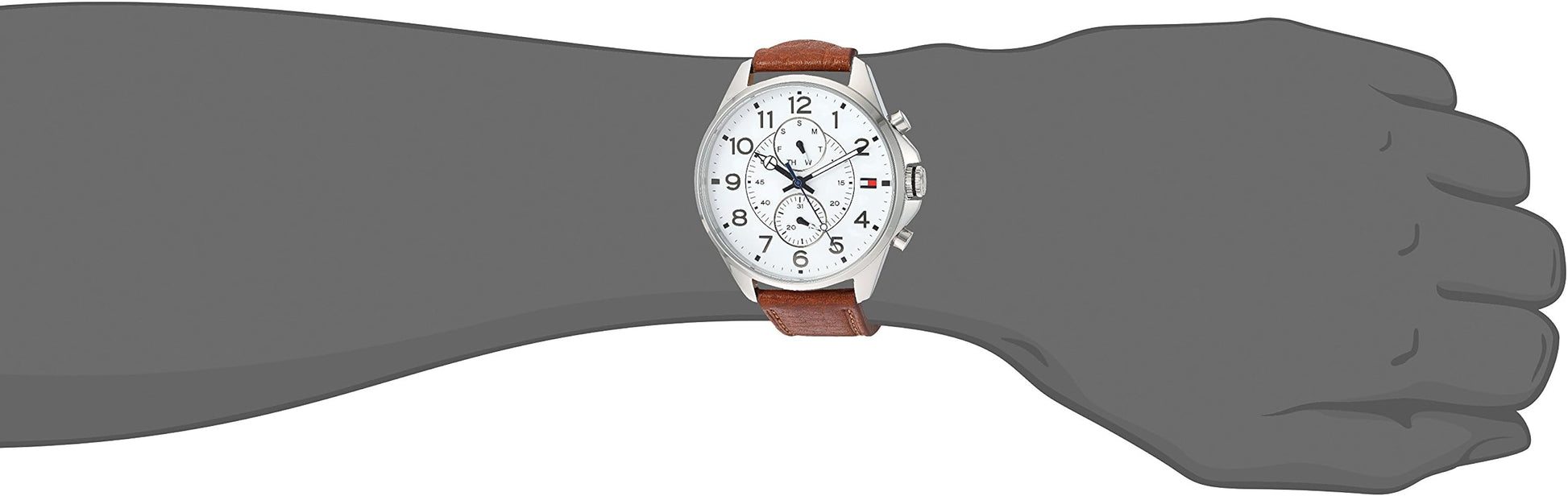 Tommy Hilfiger Dean Quartz Multifunction White Dial Brown Leather Strap Watch for Men - 1791274