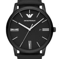 Emporio Armani Minimalist Analog Black Dial Black Leather Strap Watch For Men - AR11573