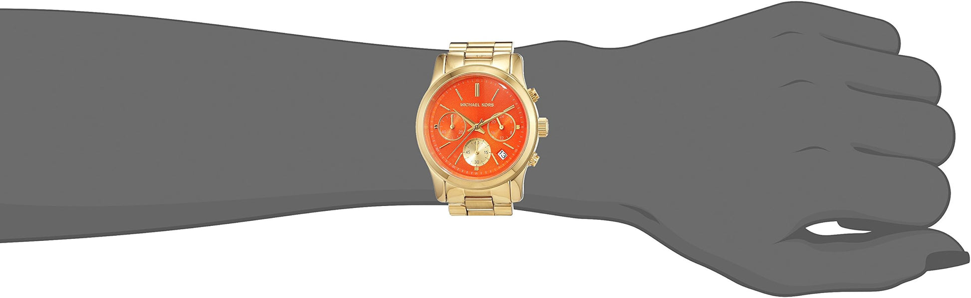 Michael Kors Runway Chronograph Orange Dial Gold Steep Strap Watch For Women - MK6162