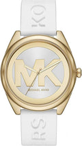 Michael Kors Janelle Three Hand Silver Dial White Rubber Strap Watch For Women - MK7141