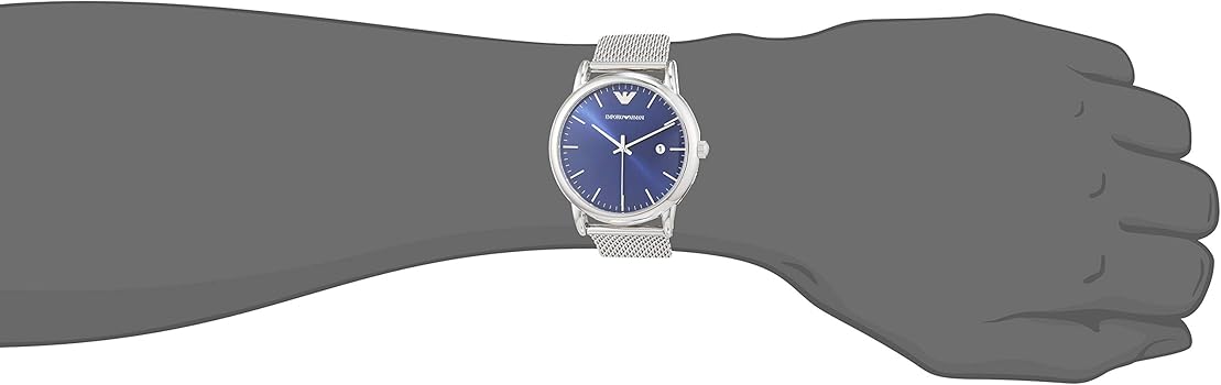 Emporio Armani Luigi Quartz Blue Dial Silver Mesh Bracelet Watch For Men - AR11230