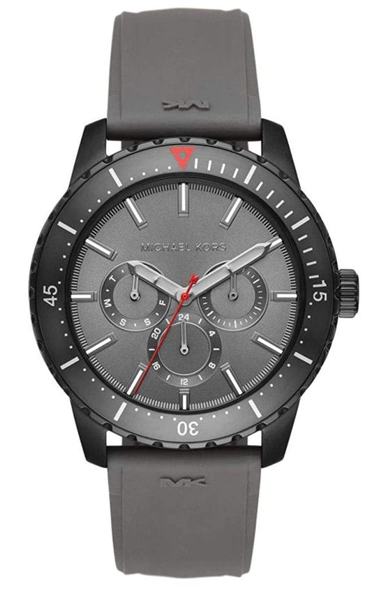 Michael Kors Cunningham Multifunction Grey Dial Grey Rubber Strap Watch For Men - MK7164