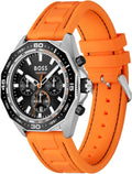 Hugo Boss Energy Chronograph Quartz Black Dial Orange Rubber Strap Watch For Men - 1513970