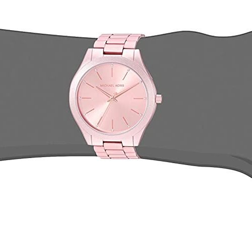 Michael Kors Slim Runway Pink Dial Pink Steel Strap Watch For Women - MK4456