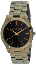 Michael Kors Slim Runway Quartz Black Dial Green Steel Strap Watch For Men - MK8715