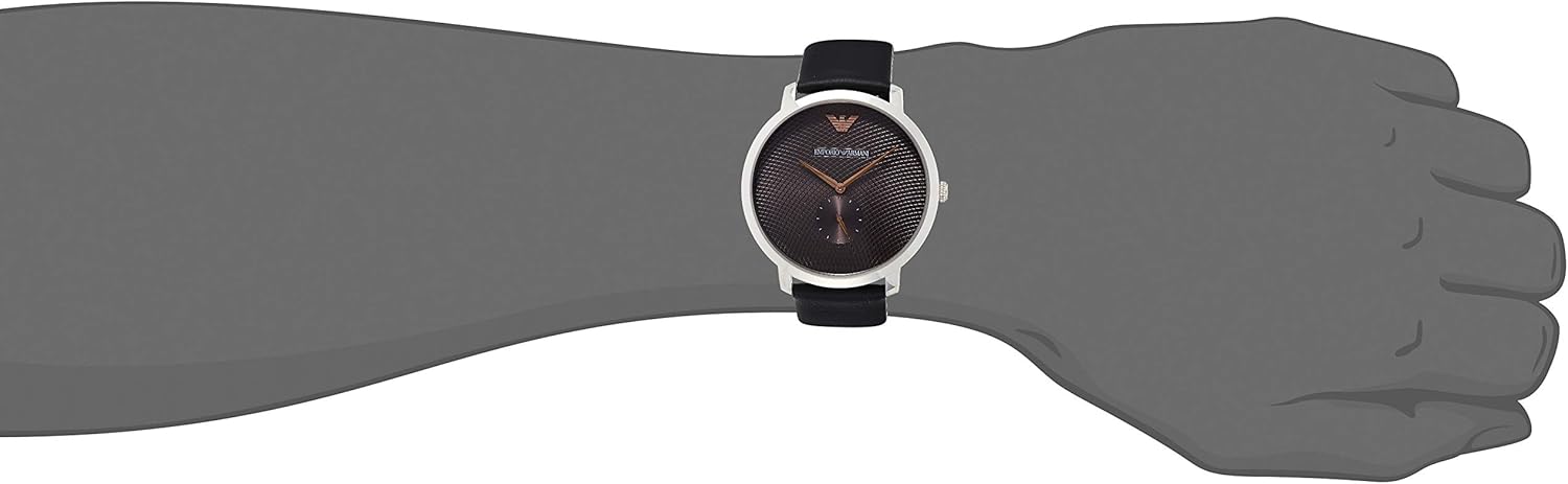 Emporio Armani Modern Slim Quartz Grey Dial Black Leather Strap Watch For Men - AR11162