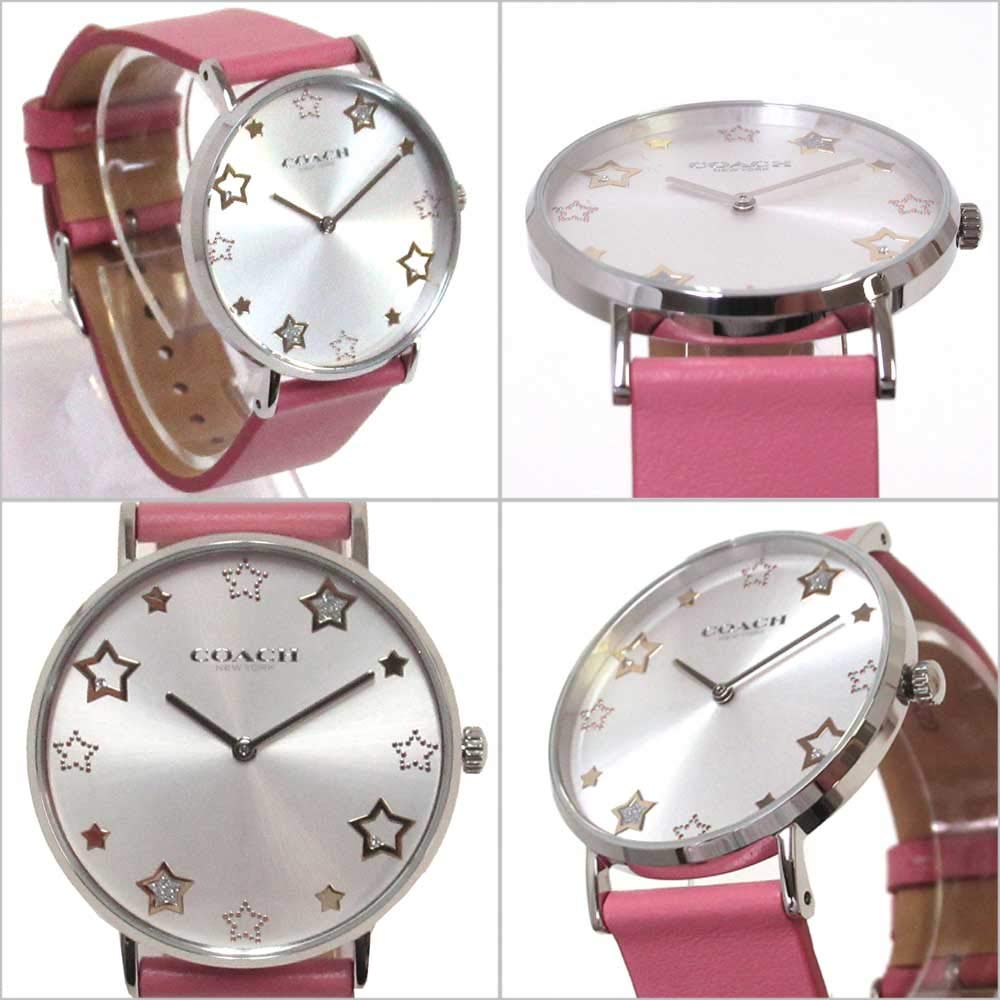 Coach Perry White Dial Pink Leather Strap Watch for Women - 14503243