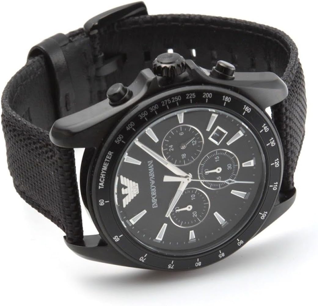 Emporio Armani Sigma Chronograph Black Dial Black Leather Strap Watch For Men - AR6131