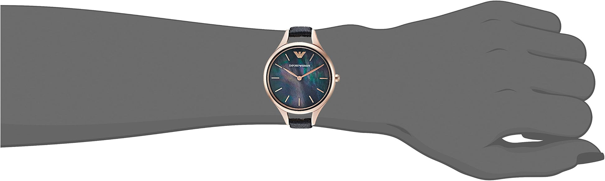 Emporio Armani Aurora Mother Of Pearl Black Dial Black Leather Strap Watch For Women - AR11056