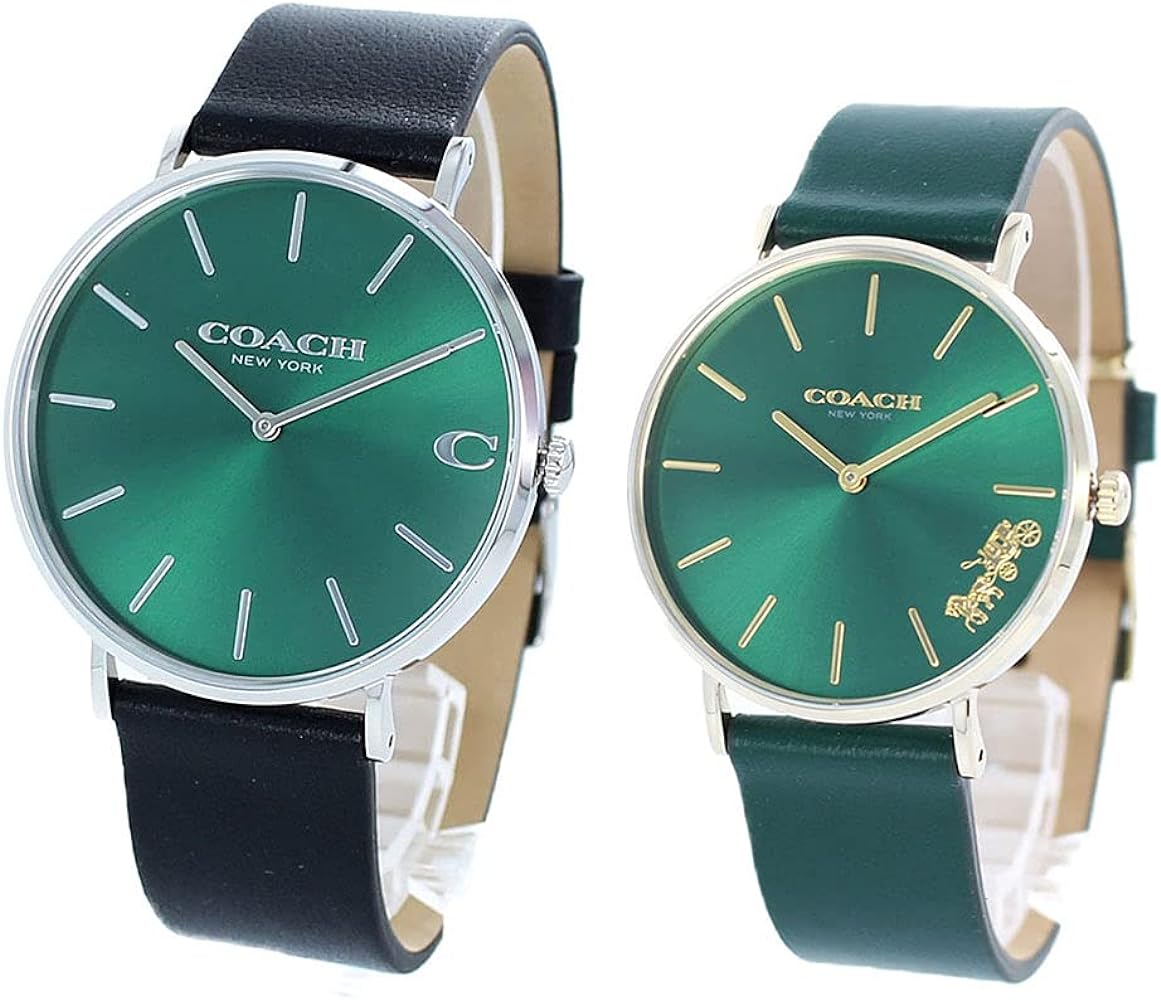 Coach Perry Green Dial Green Leather Strap Watch for Women - 14503383-C