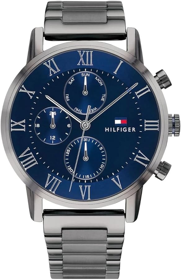 Tommy Hilfiger Kane Quartz Blue Dial Black Steel Strap Watch for Men - 1791456