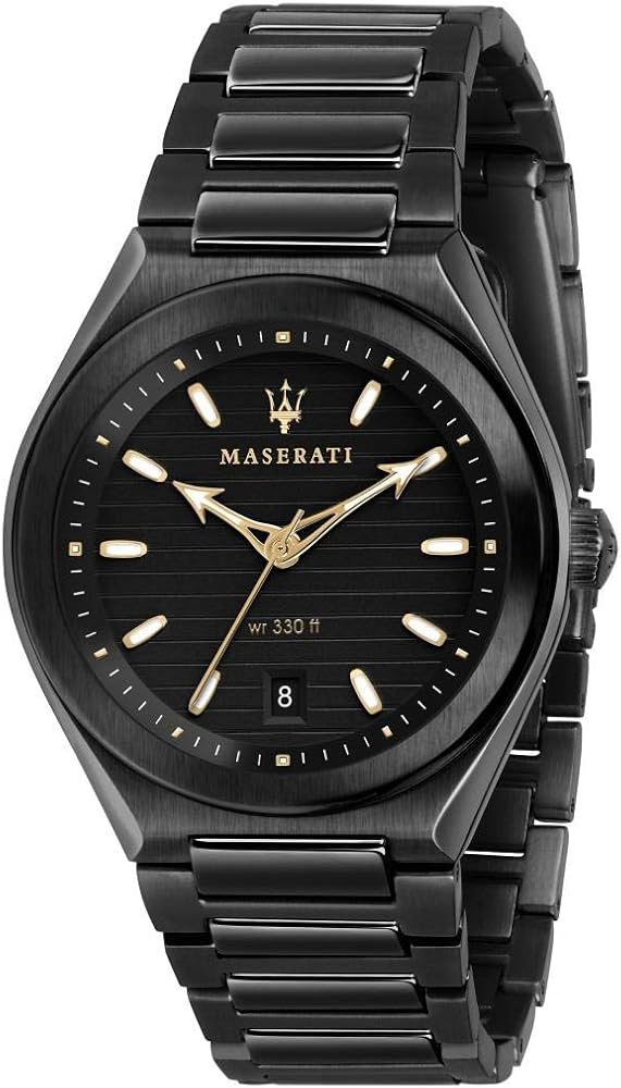 Maserati Triconic Analog Black Dial Black Steel Strap Watch For Men - R8853139004