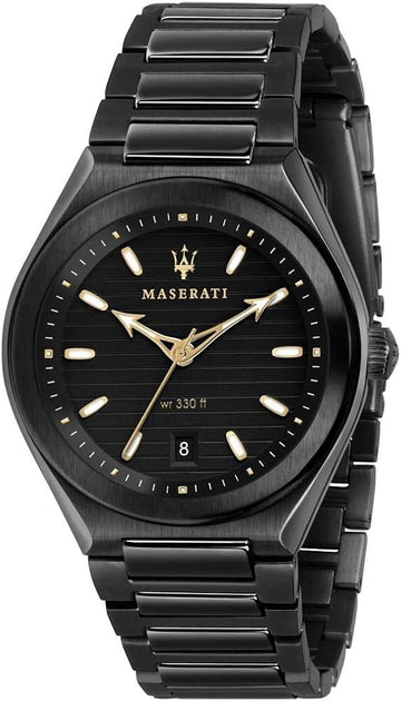 Maserati Triconic Analog Black Dial Black Steel Strap Watch For Men - R8853139004