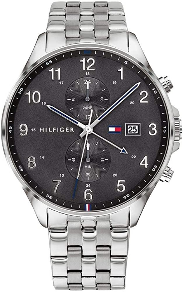 Tommy Hilfiger West Quartz Black Dial Silver Steel Strap Watch For Men - 1791707