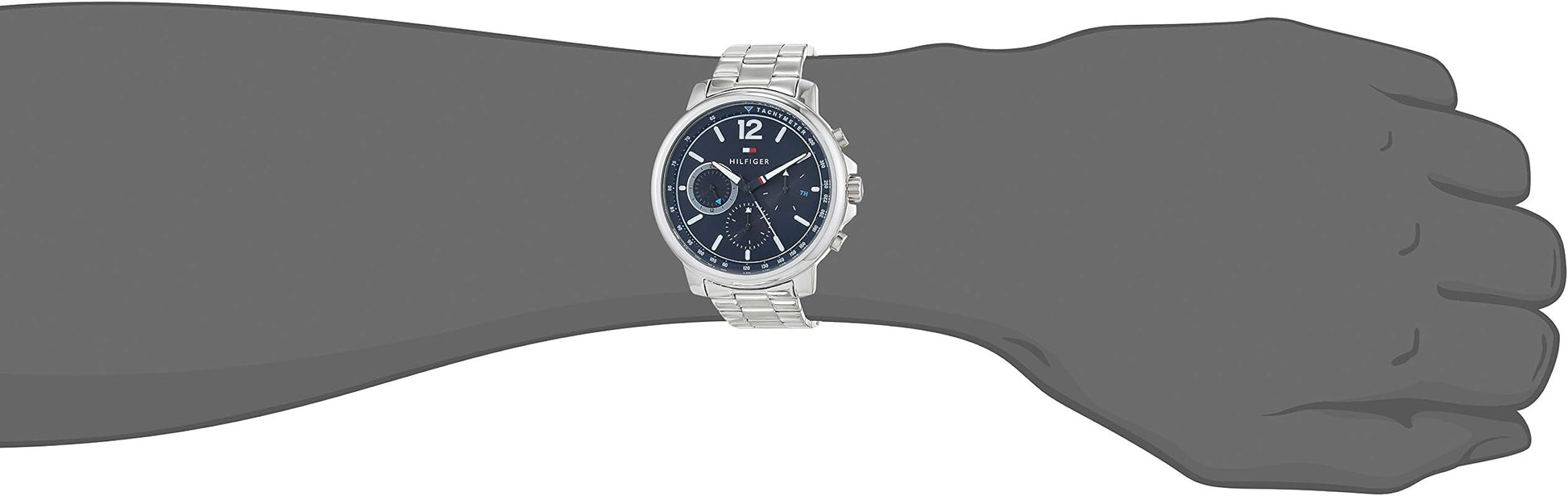 Tommy Hilfiger London Chronograph Quartz Blue Dial Silver Steel Strap Watch for Men - 1791534