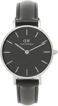 Daniel Wellington Classic Petite Sheffield Black Dial Black Leather Strap Watch For Women - DW00100236