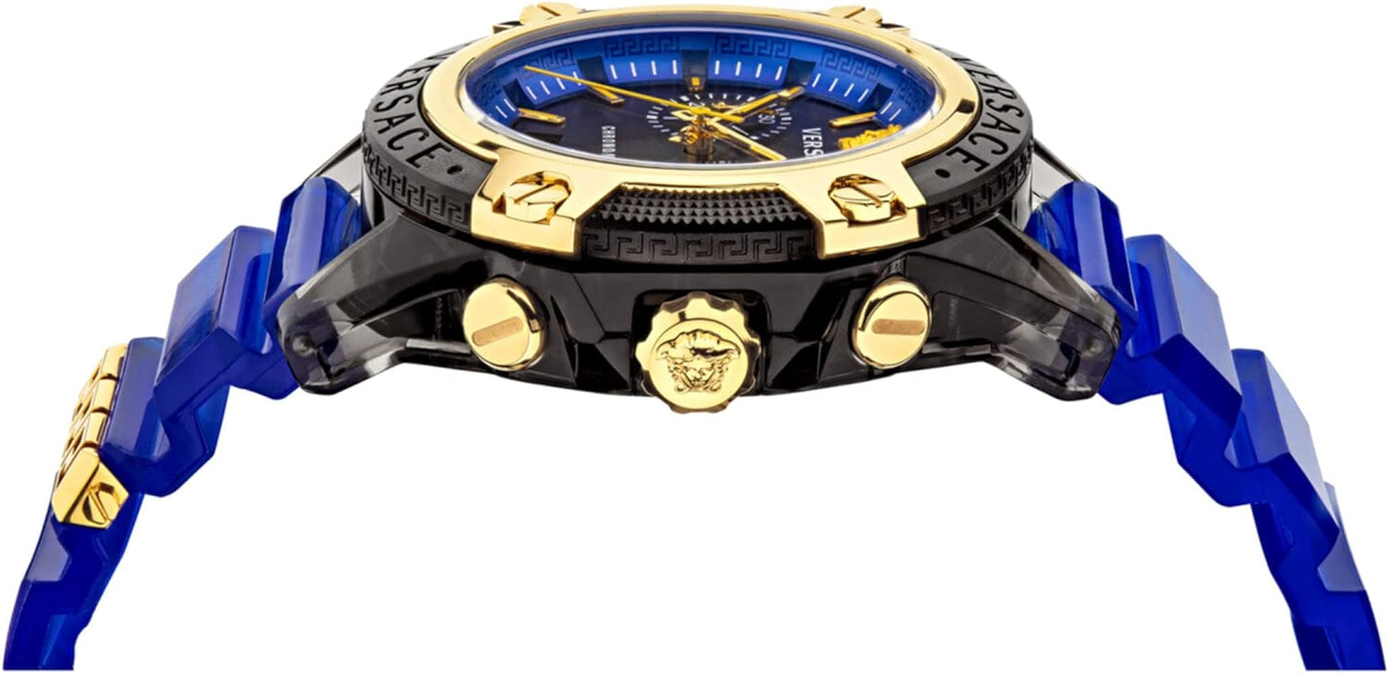 Versace Icon Active Chronograph Black Dial Blue Rubber Strap Watch For Men  VEZ700521