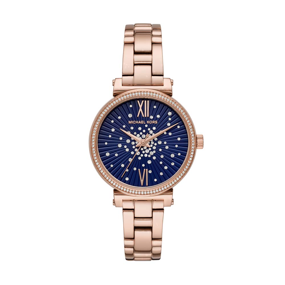 Michael Kors Sofie Analog Quartz Blue Dial Rose Gold Steel Strap Watch For Women - MK3971