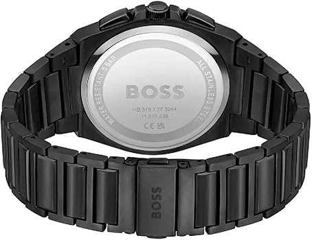 Hugo Boss Steer Chronograph Brown Dial Black Steel Strap Watch For Men - 1514043