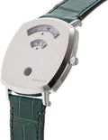 Gucci Grip Quartz Silver Dial Green Leather Strap Watch For Women - YA157414