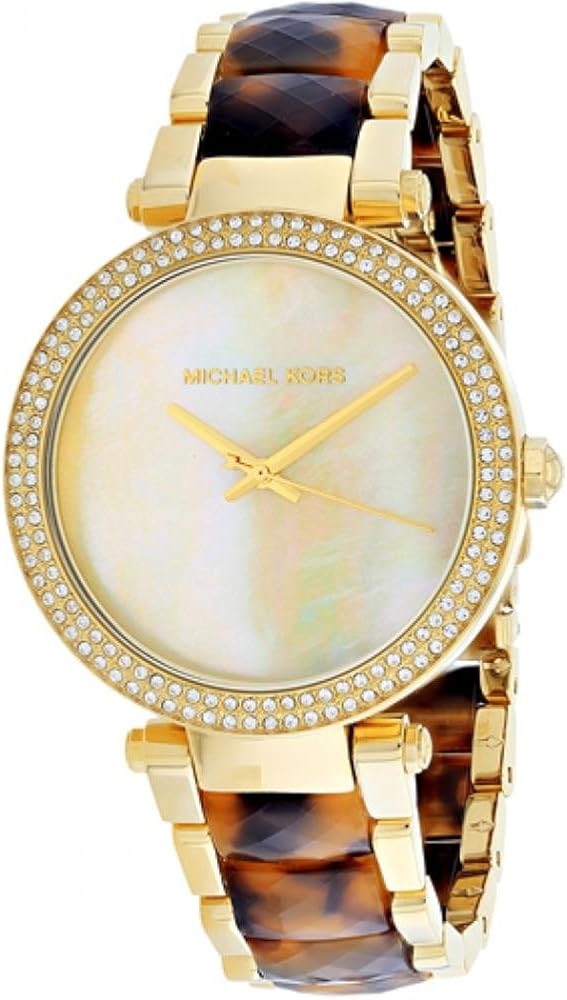 Michael Kors Parker Mother Of Pearl White Dial Two Tone Steel Strap Watch For Women - MK6518