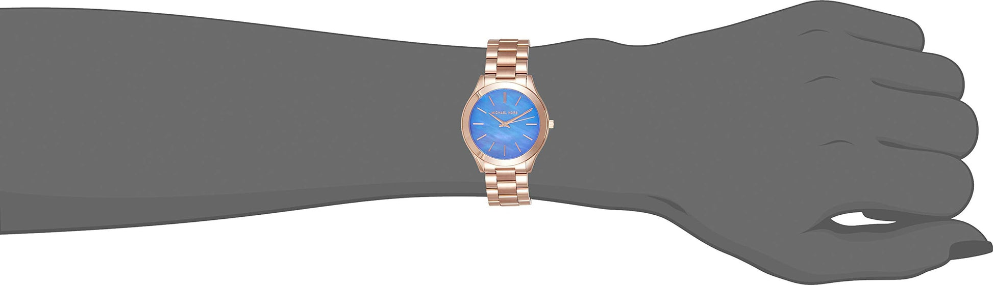 Michael Kors Slim Runway Quartz Blue Dial Rose Gold Steel Strap Watch For Women - MK3494