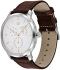 Tommy Hilfiger Brad Chronograph White Dial Brown Leather Strap Watch For Men - 1710389