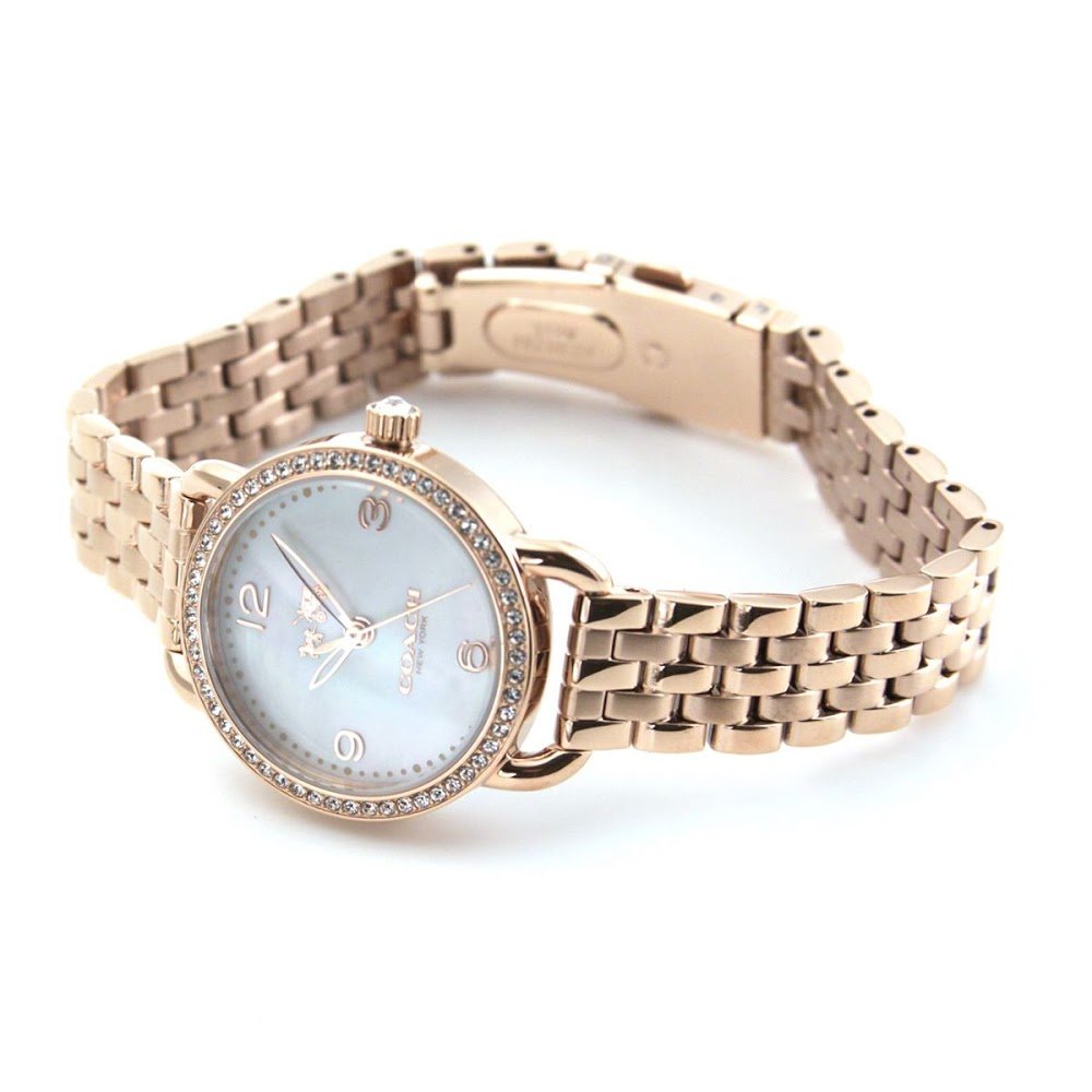 Coach Delancey White Dial Rose Gold Steel Strap Watch for Women - 14502479