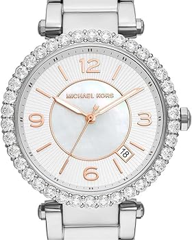 Michael Kors Parker Three Hand White Dial Silver Steel Strap Watch For Women - MK4694