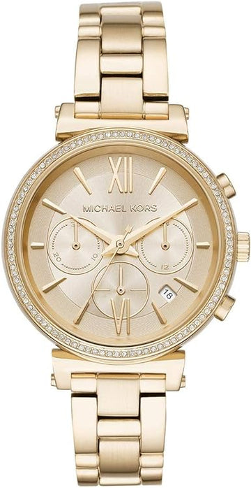 Michael Kors Sofie Chronograph Quartz Gold Dial Gold Steel Strap Watch For Women - MK6559