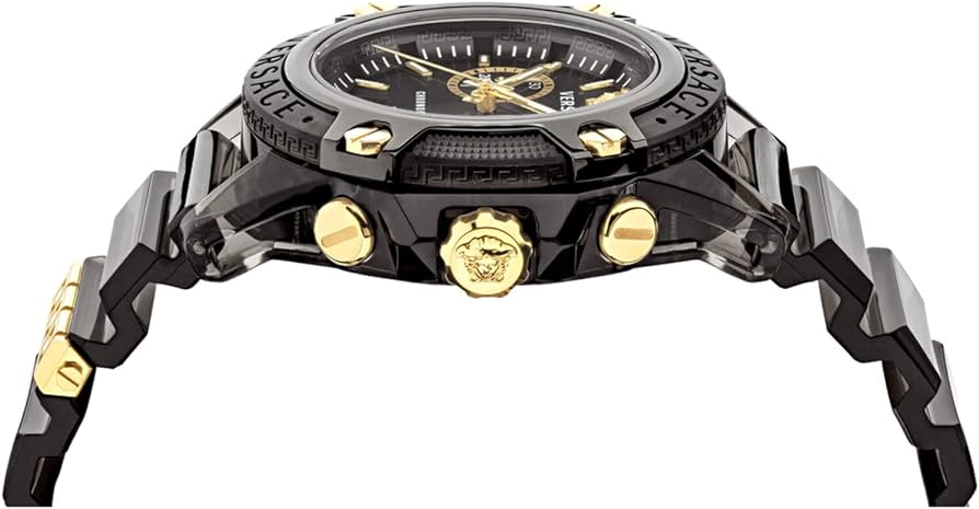 Versace Icon Active Chronograph Black Dial Black Steel Strap Watch for Men - VEZ700421