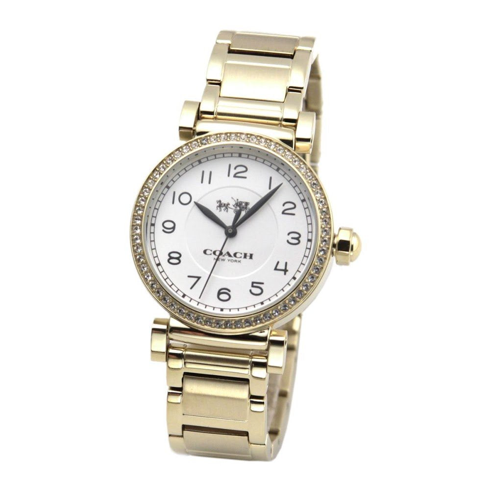 Coach Madison White Dial Gold Steel Strap Watch for Women - 14502397