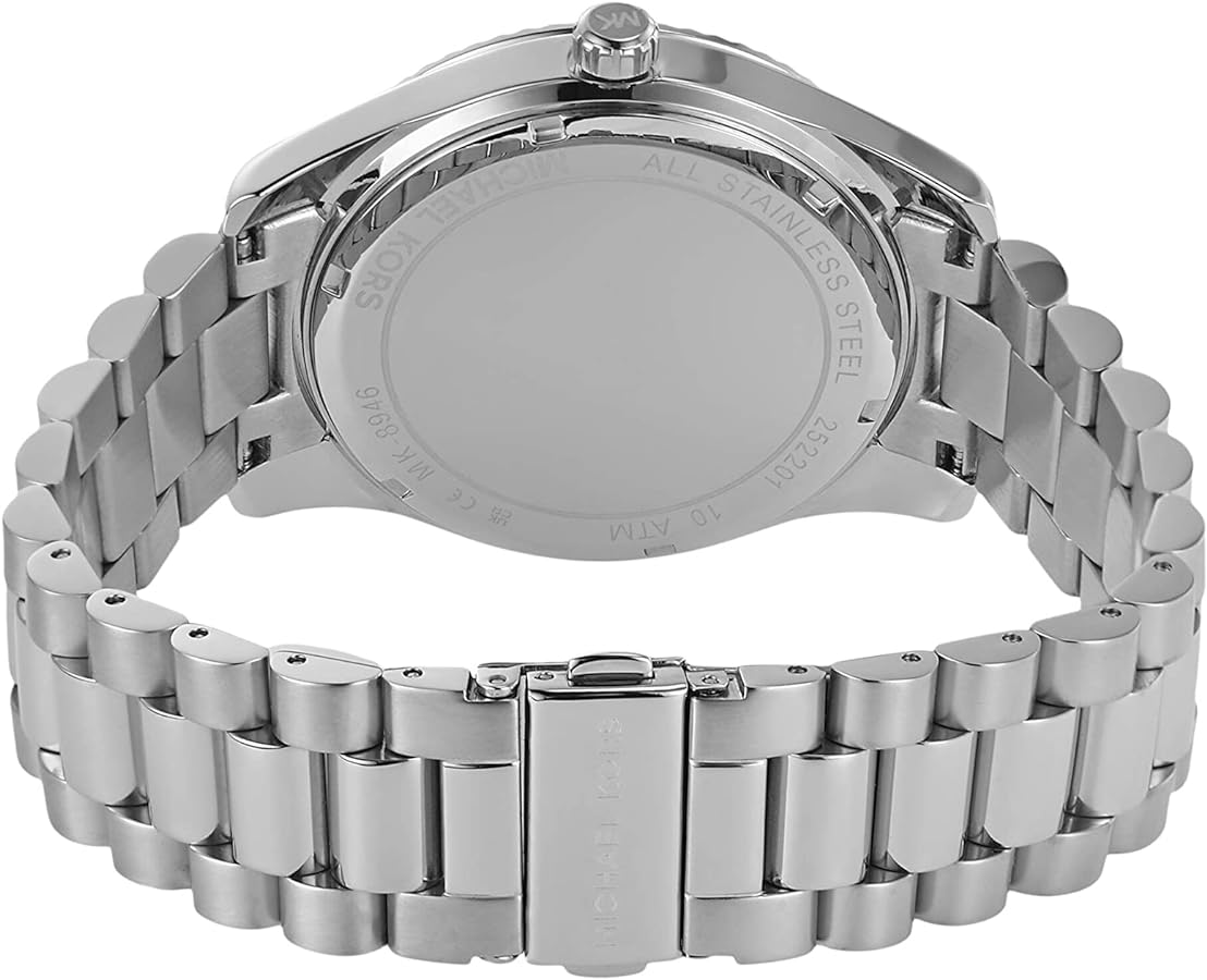 Michael Kors Lexington Quartz Black Dial Silver Steel Strap Watch For Women - MK8946