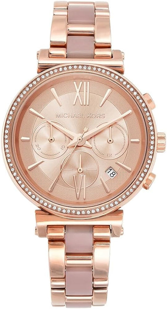 Michael Kors Sofie Chronograph Quartz Rose Gold Dial Rose Gold Steel Strap Watch For Women - MK6560