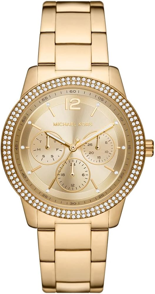 Michael Kors Tibby Chronograph Gold Dial Gold Steel Strap Watch For Women - MK6927