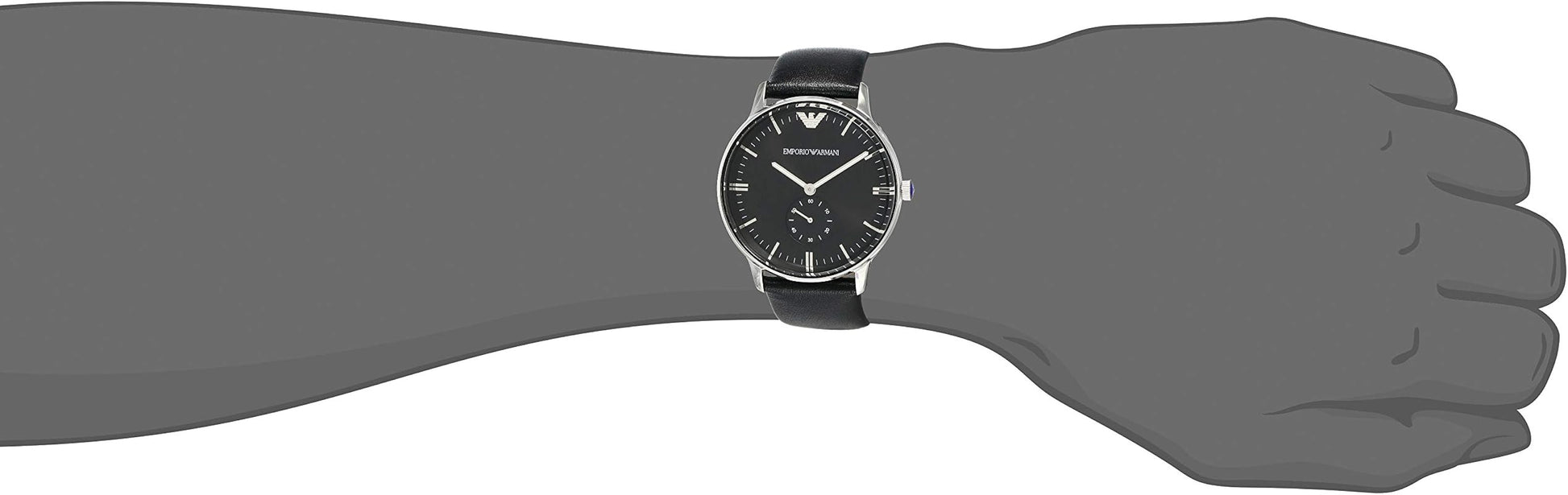 Emporio Armani Gianni Quartz Black Dial Black Leather Strap Watch For Men - AR0382